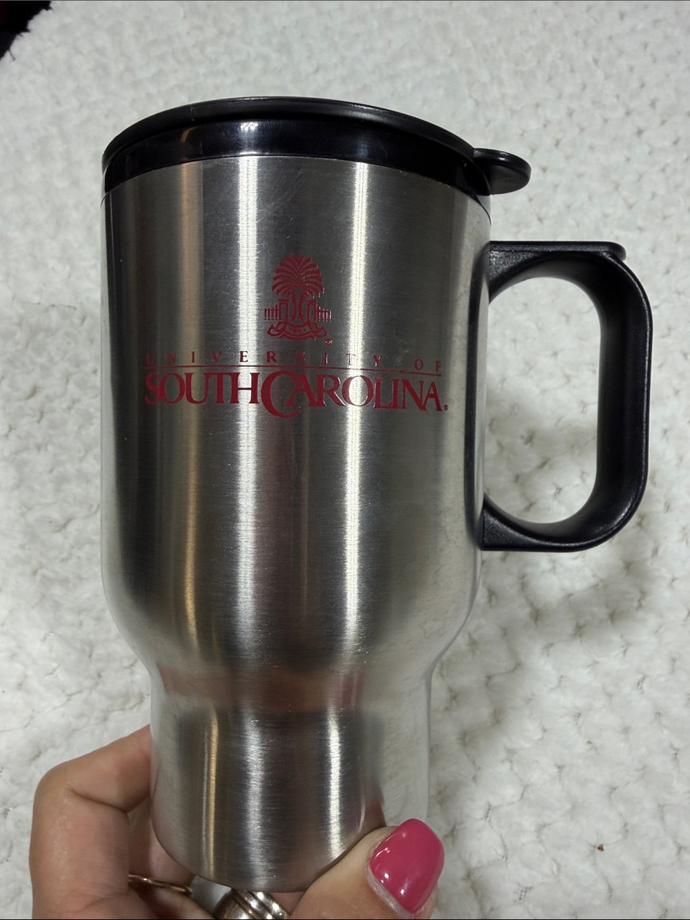 University of South Carolina Stainless Travel Mug - Silver with Red Logo